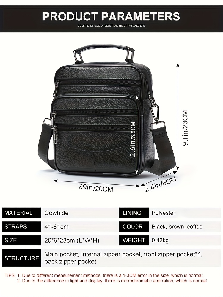 Borsa a tracolla da uomo, piccola vintage, in pelle