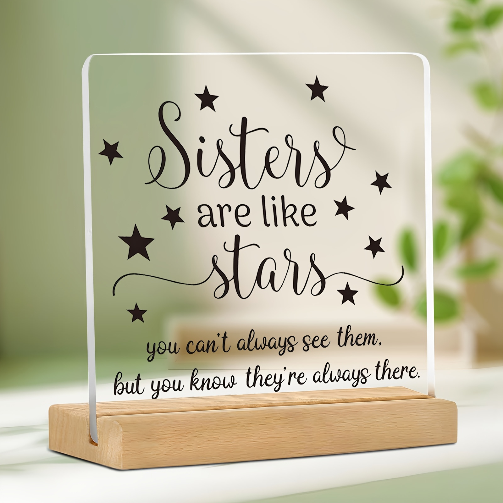 TEMU 2d Flat - [2d Flat] Contemporary 2d Acrylic Plaque Featuring 'sisters Are Like Stars', A Motivational Present For Sisters, Women, Family, And