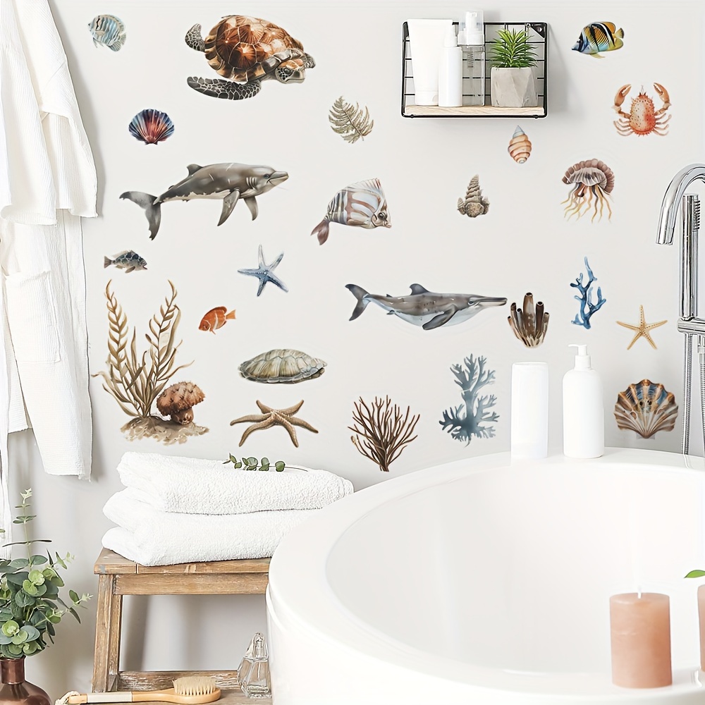 Mermaid Wall Art Sticker Bathroom Ocean Sea Life Decor Decal Shell Fish  Vinyl