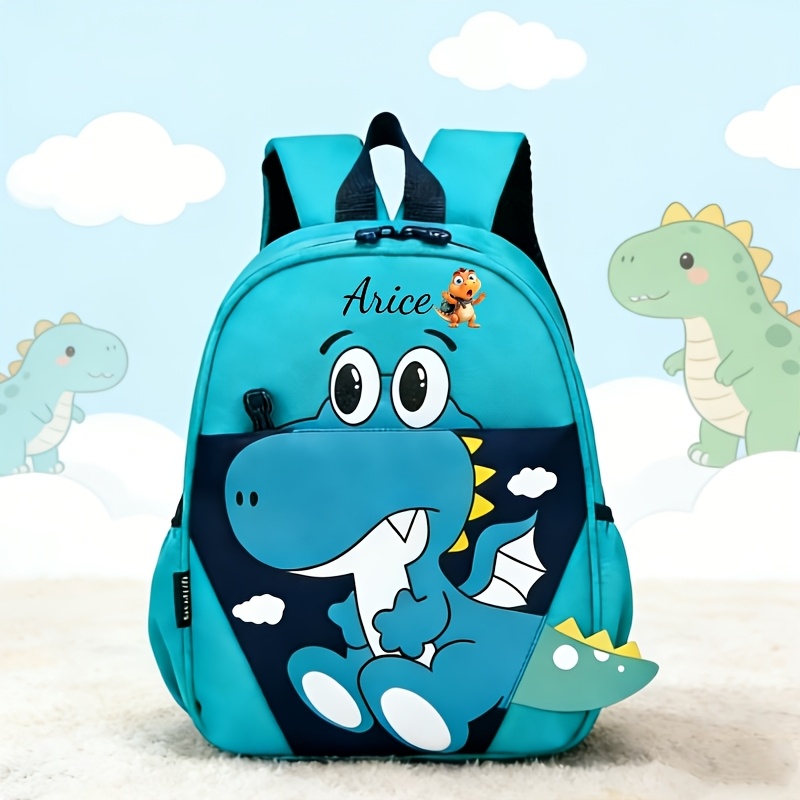 TEMU Personalized Customizable Name Fashion Casual Backpack, With Dinosaur Printed Text , Cute Dinosaur , Multifunctional, Easy And Lightweight, Easy
