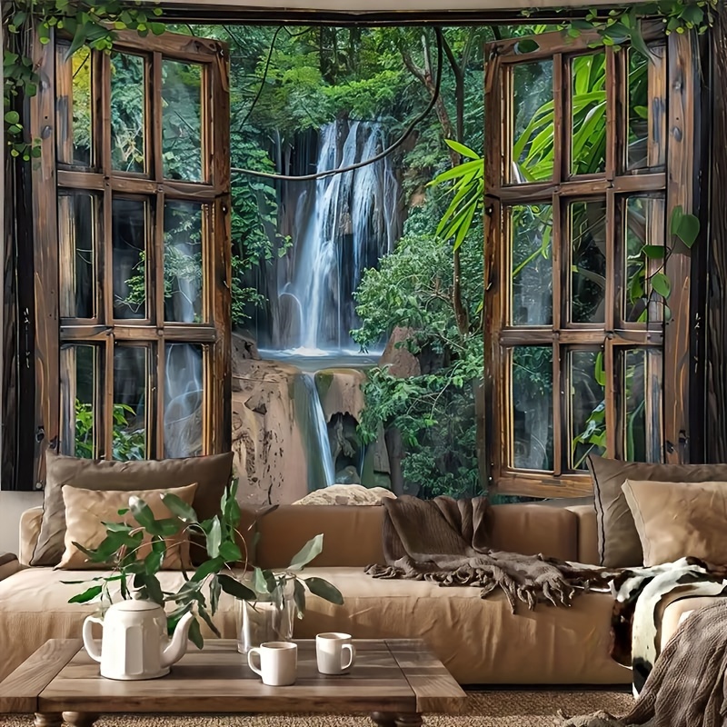 

Window Tapestry: 300cm X 118in, 85gsm Polyester, Living Room Bedroom Decoration, Indoor Use, Knit Fabric, No Battery Required