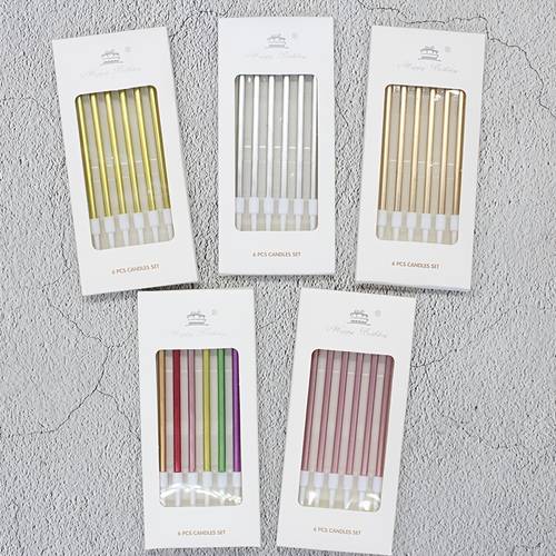6 piece set electroplated metallic texture candles for birthdays parties and dinner decorations