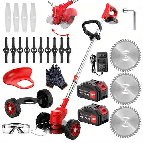20v cordless lawn mower grass trimmer combo 3 cutting blade styles 2 batteries lightweight design gift for men dad husband accessories