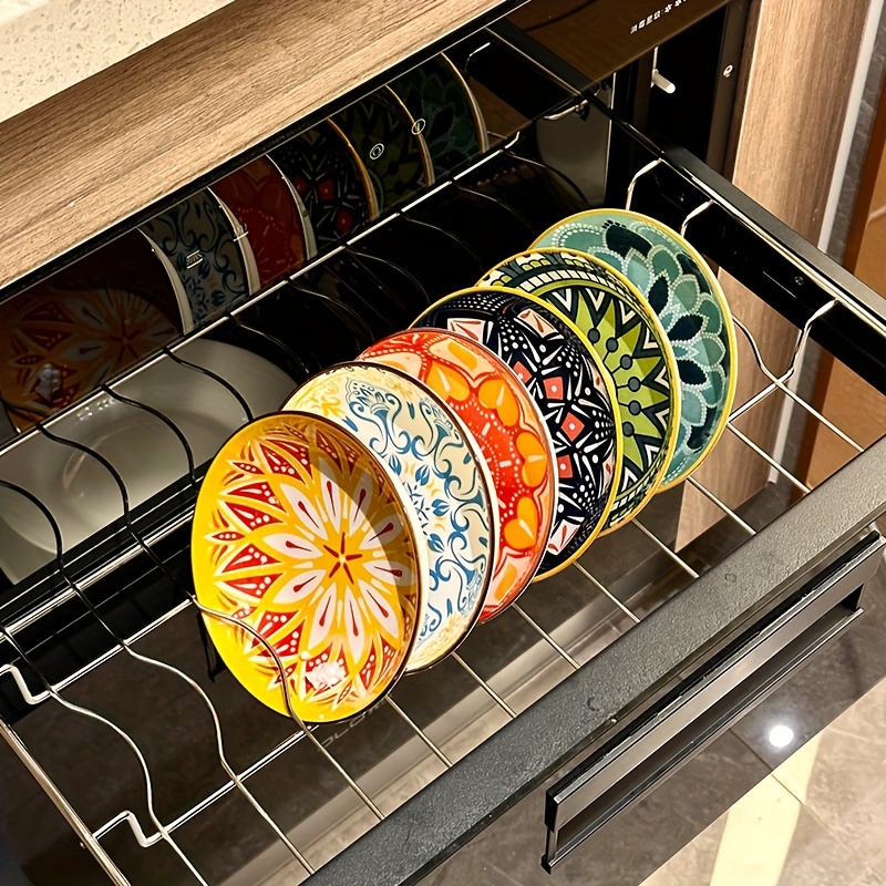 Image of 6pcs Bohemian Ceramic Plates, 5.75-inch Appetizer Dishes, Bone Dishes, Round Plates, Condiment Dishes Sauce Dishes, Microwave And Dishwasher Safe