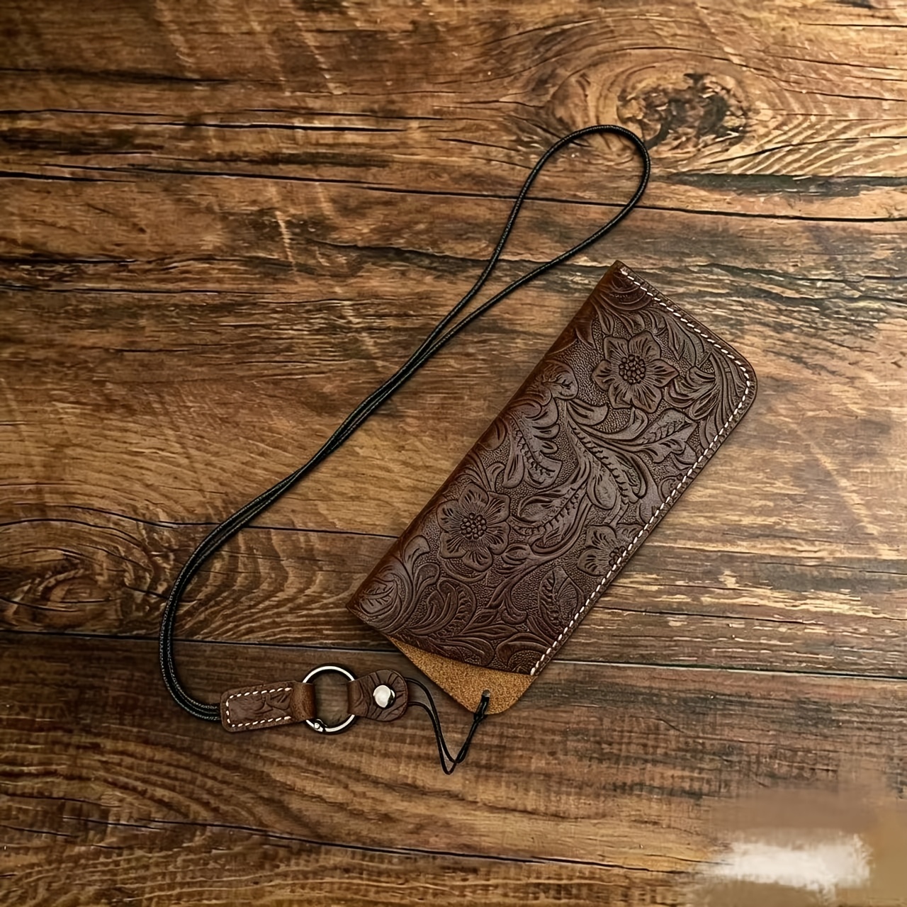 Original Hand-Carved Full-Grain Leather Glasses Pouch - Retro Genuine Leather Case for & Eyeglasses. Portable, Dust-Proof, Premium-Quality Protective Sleeve for Reading Glasses &. Compact Storage Bag with Slanted Pocket