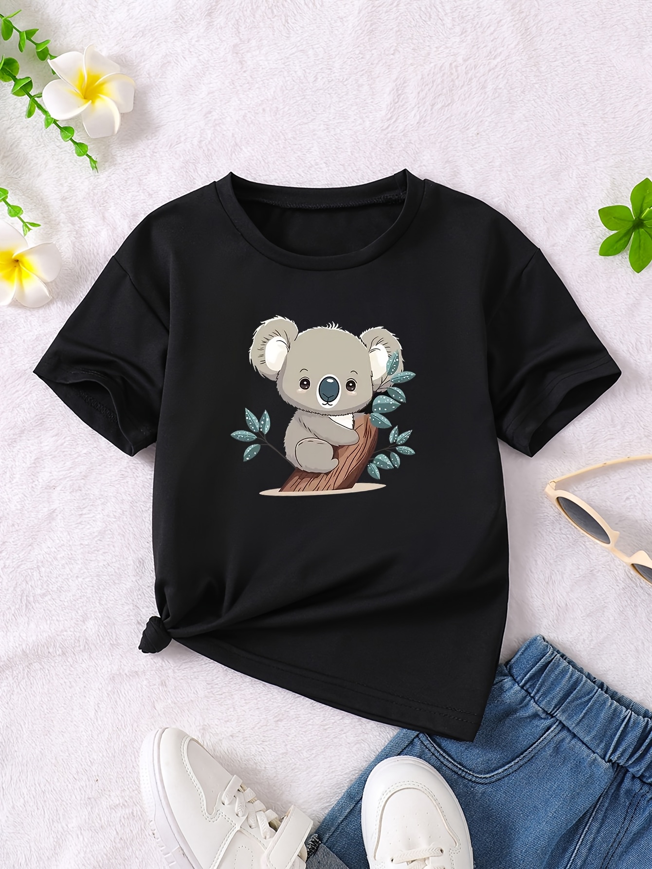 1pc kids casual crew neck t shirt cute koala print summer Temu