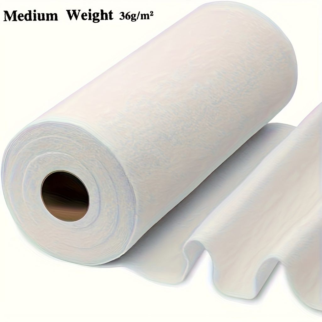 TEMU Medium-weight White Iron-on Non-woven Fabric Liner, 11.6" X 30 Yards - Polyester Single-sided Interfacing For Diy Crafts & Sewing Supplies