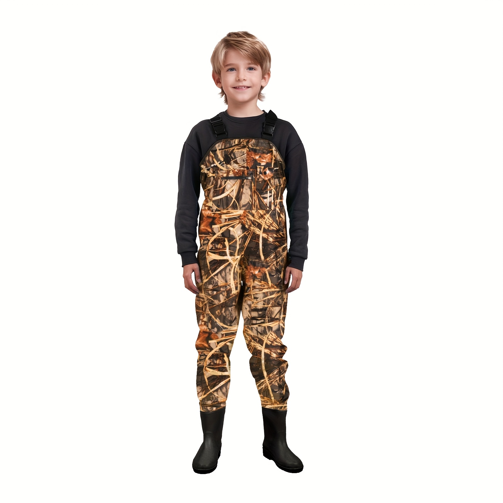 DaddyGoFish Neoprene Chest Waders for Kids and Adults, BootFoot, Fishing & Hunting with a Camouflage Caps and a Wader Hanger