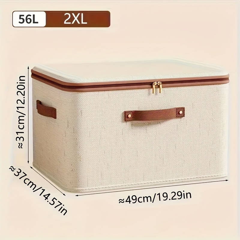 TEMU 2-pack Foldable Storage Bins With Lids - Large Capacity, Space-saving Organizer For Clothes, Blankets, Books, Under-bed Storage