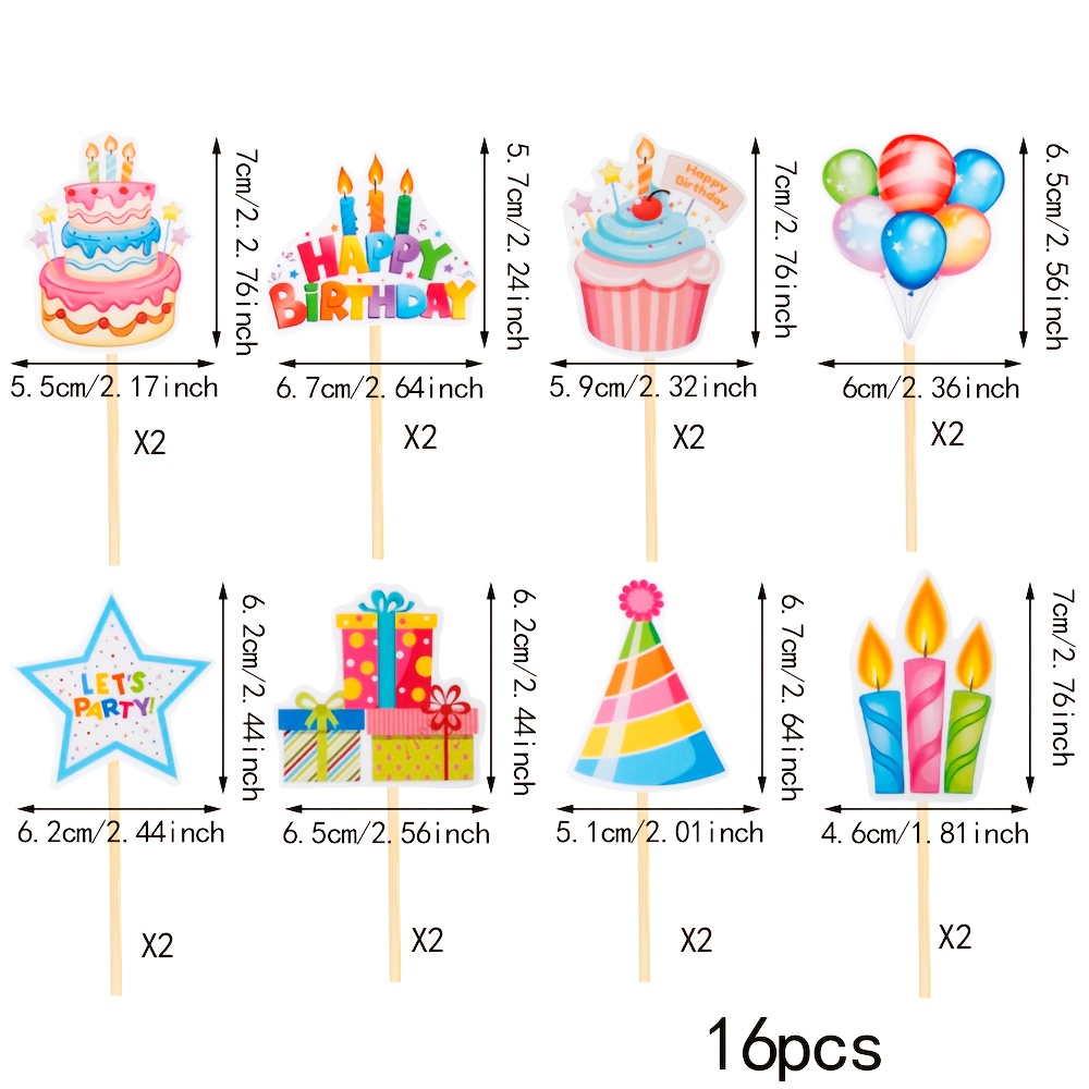 Bamboo Birthday Party Decorations - Colorful Glitter Cake Toppers, Cupcake Sticks, Banner & Balloons For Festive Celebrations, Birthday Party Decorations