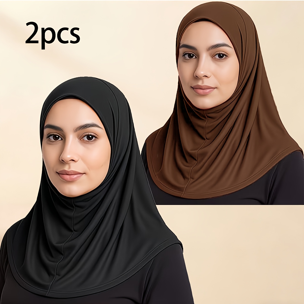 2pcs instant hijab for women stretchy soft 1pc headscarf modest muslim head wrap for daily wear
