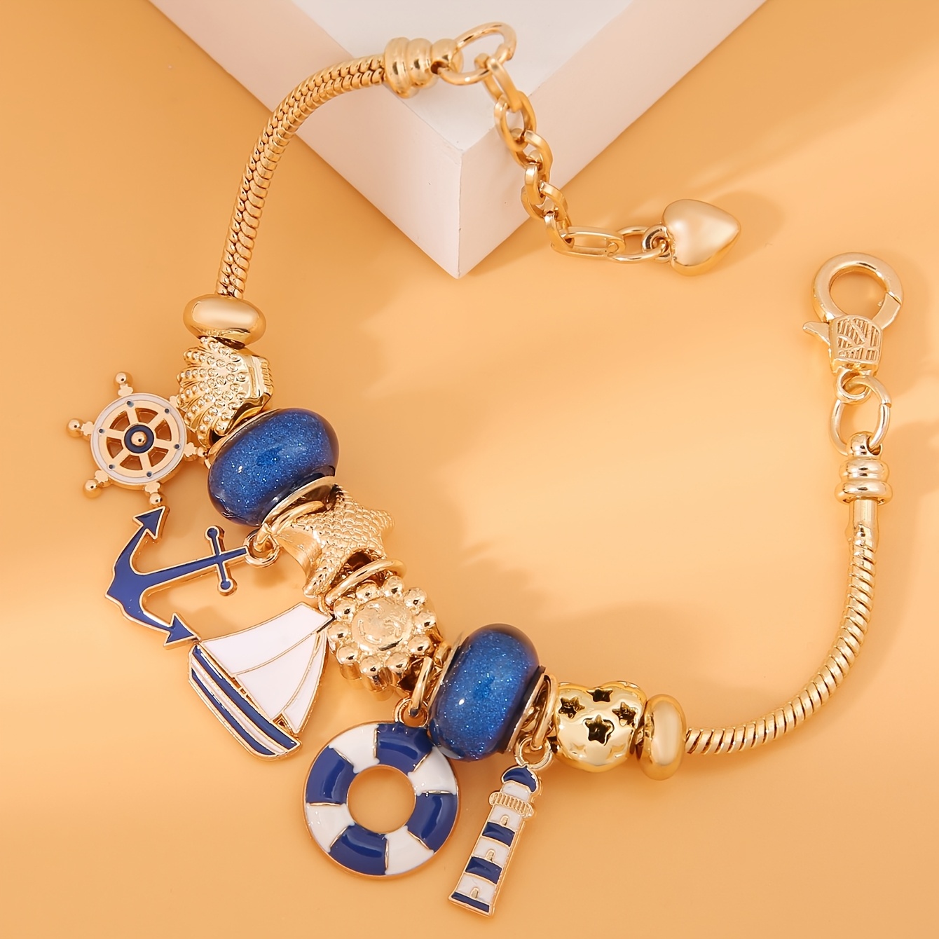 TEMU This Diy Pendant Bracelet With A Nautical Theme Is Suitable For Men And Women. Extended To A Length Of 22cm And Of Stainless Steel. It Symbolizes And Is A Daily Wear Accessory