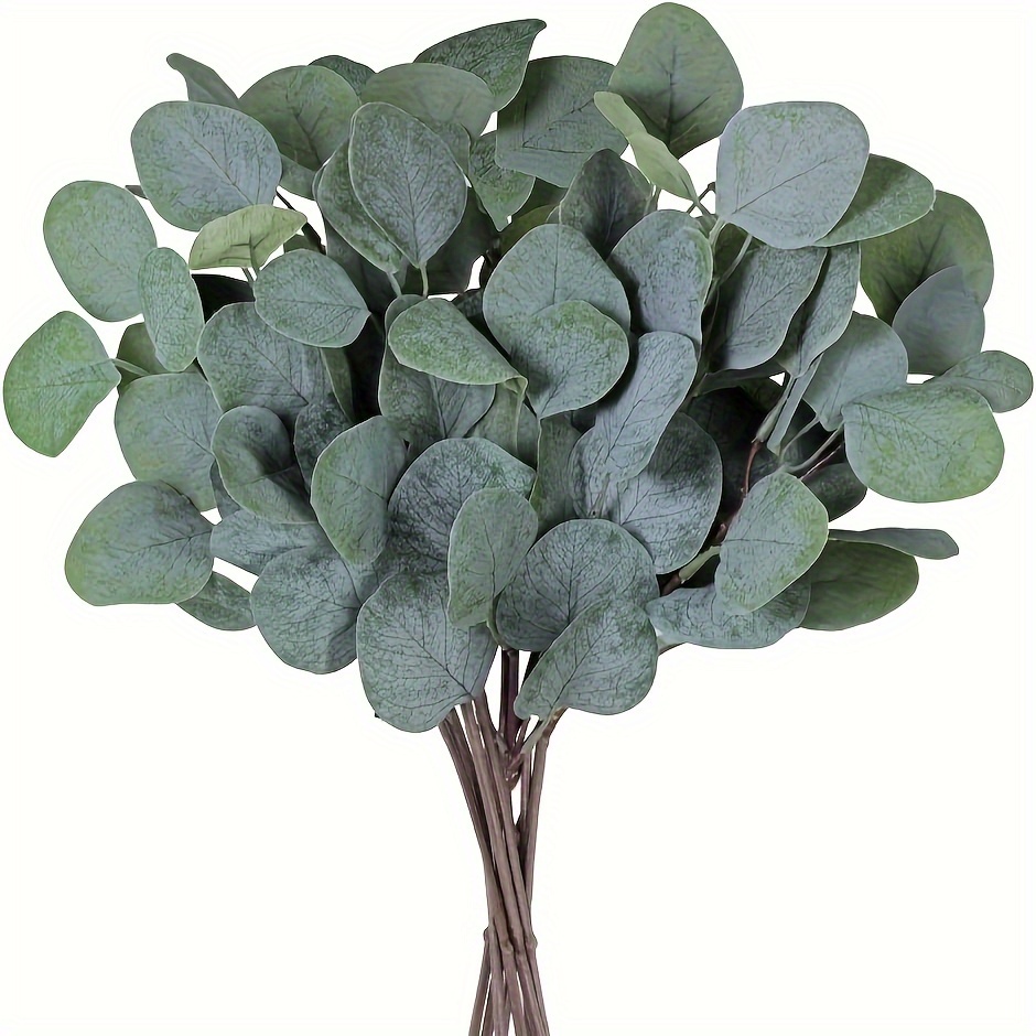 

Get Well Soon Faux Eucalyptus Stems, 10 Pack Plastic Artificial Silver Dollar Plant Leaves For Floral Arrangement, Wedding Decor, And Holiday Greenery