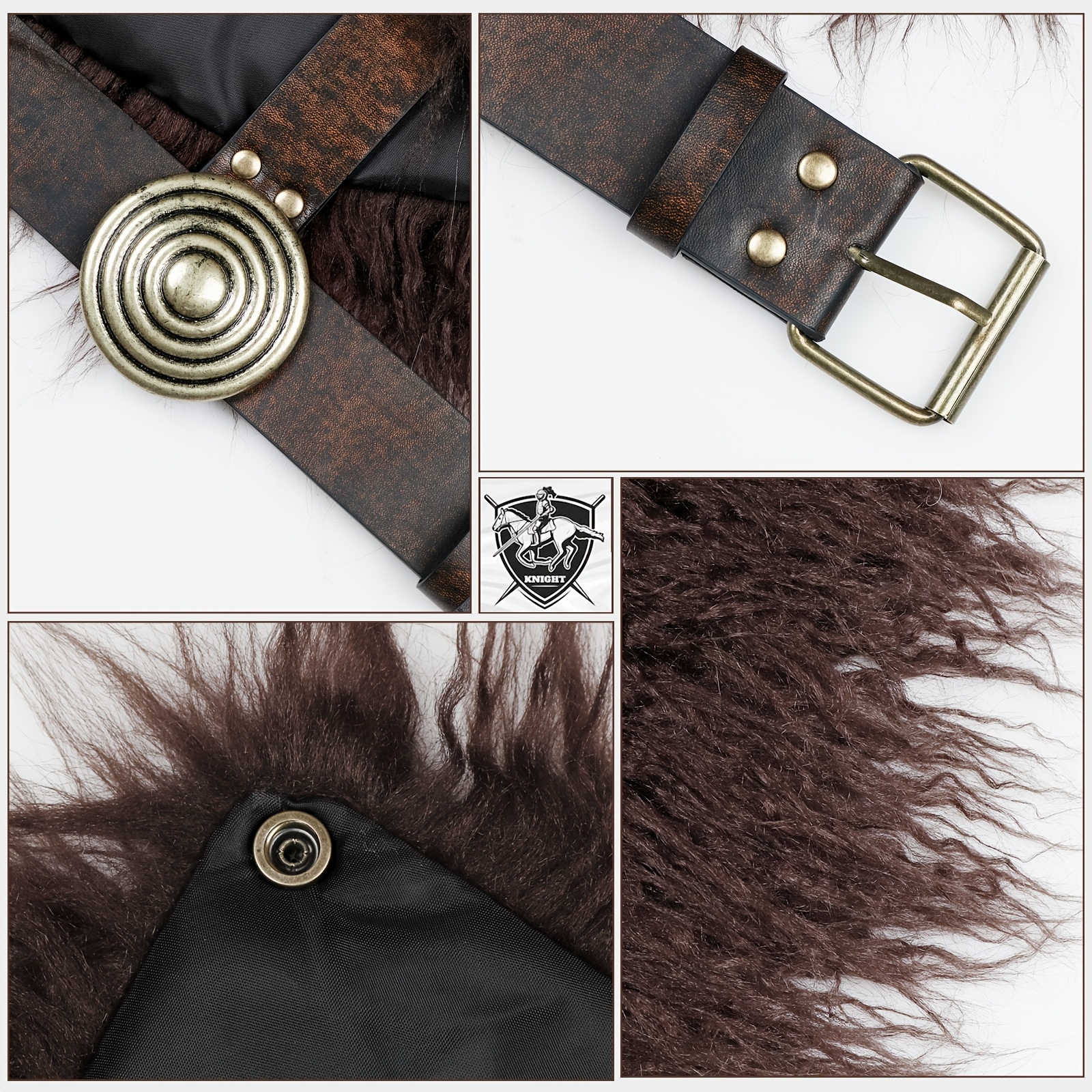 1 pieza de lvow, capa de cuello de piel sintética medieval para hombre - accesorio de traje de de invierno negro y para halloween, navidad, carnaval y fiestas de cosplay y rol, ropa temática, de piel realista. Detalles del producto 3