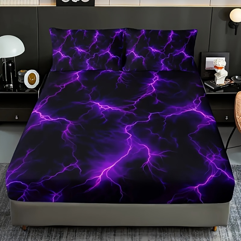 3pcs 100% Polyester Digital Brushed Printed Bedroom Skin-friendly Soft Comfortable Fitted Sheet Set (one Fitted Sheet + 2 Pillowcases) Pillowcases Do Not Pillow Cores