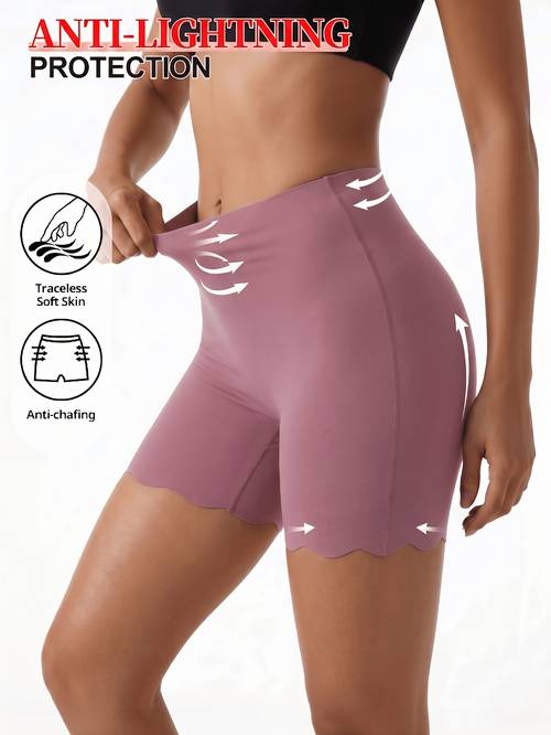 1pc high waist solid color seamless boyshorts lightweight breathable tummy control lifting anti chafing anti casual daily underwear