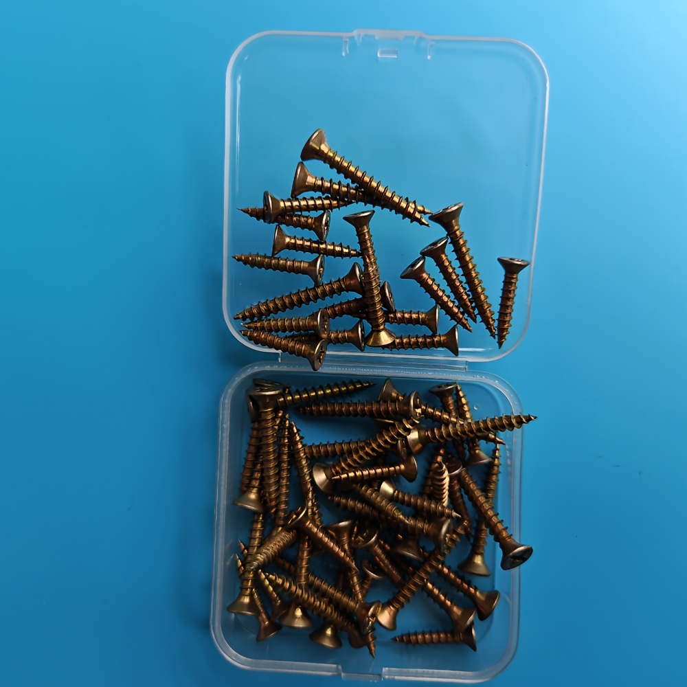 TEMU Set da 60 viti autofilettanti a testa piatta Phillips M3.5/M4 per pannelli di metallo e legno, viti autofilettanti a testa a cappelliera per