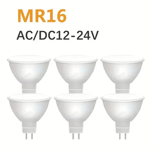6 and 10 packs of mr16 gu5 3 led bulbs suitable for 12v 24v ac low voltage 5 beam angle 460lm 3000k 5000k 6500kwhite non dimmable gu5 3 base 25000 hours extra long suitable for recessed track light landscape lights