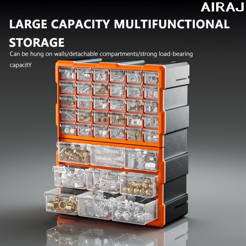 

Airaj 39-compartment Orange Plastic Organizer - Stackable & Wall-mountable Storage Solution For Tools, Hardware, Crafts & Beads