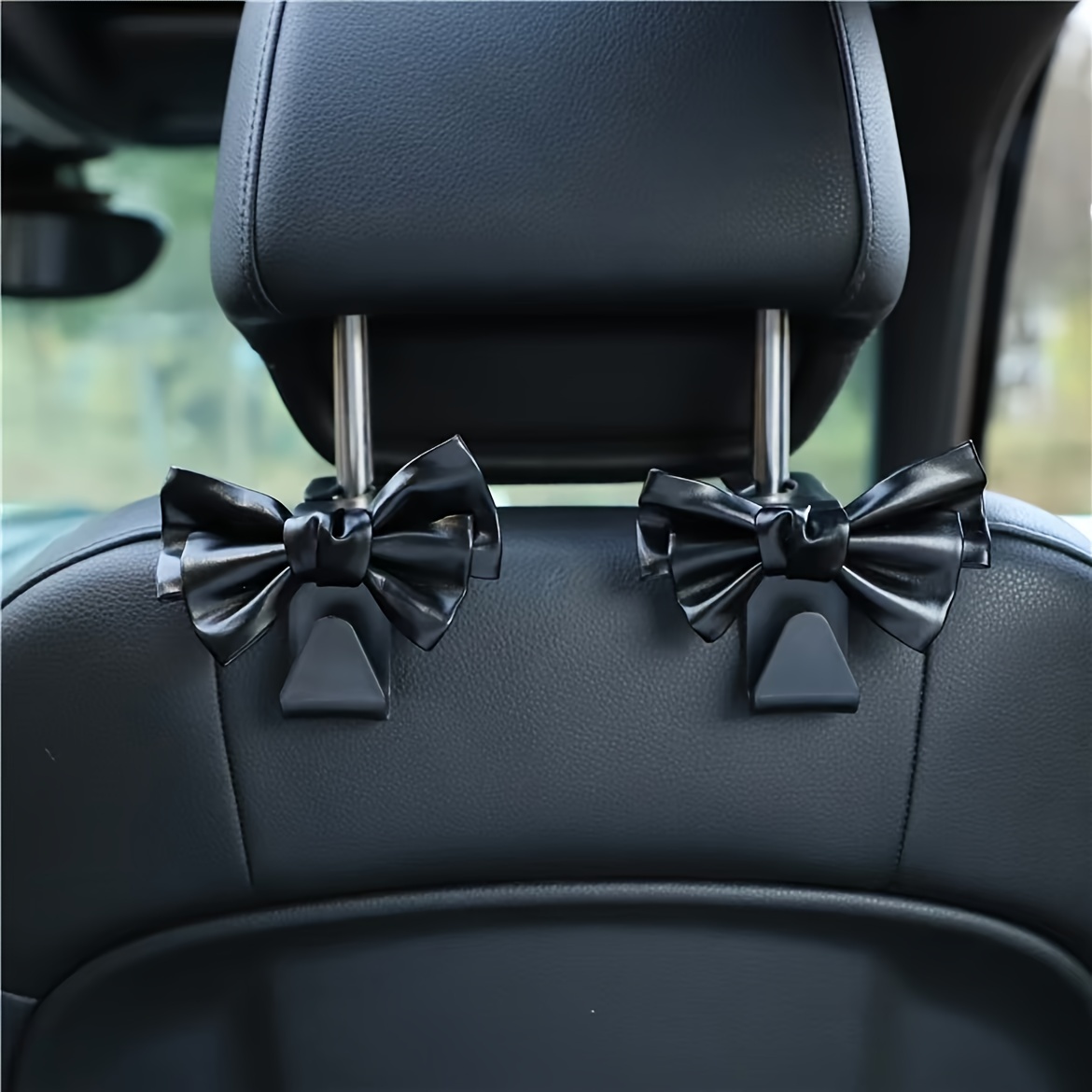 TEMU 2pcs Stylish Bowknot Hooks - Fit, Leather Storage Organizer For Vehicle Interior Accessories