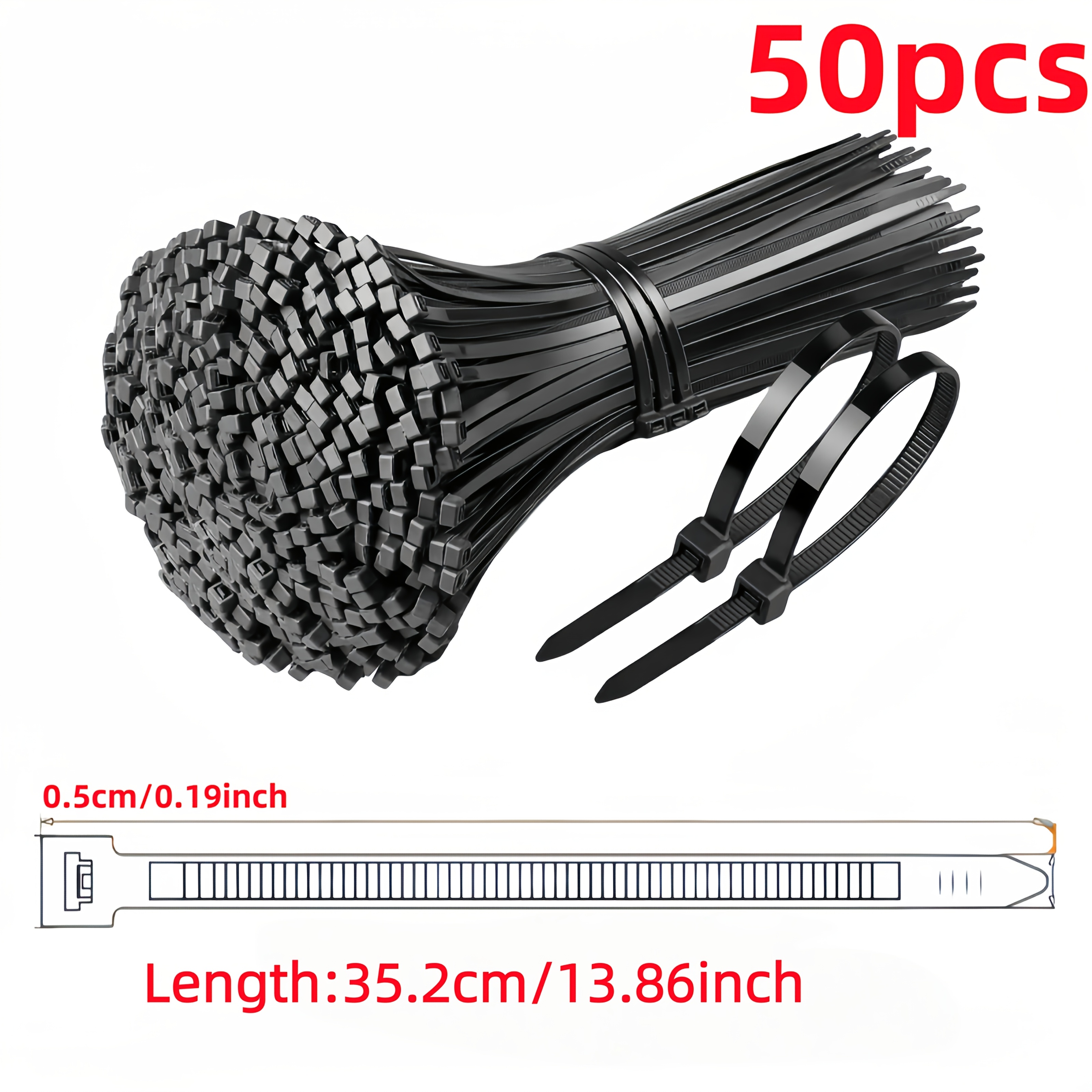 E-shop 50/20 Stück [Industrielle Tragfähigkeit] Hochleistungs-Nylon-Kabelbinder in großer Größe, erhältlich in verschiedenen Längen von