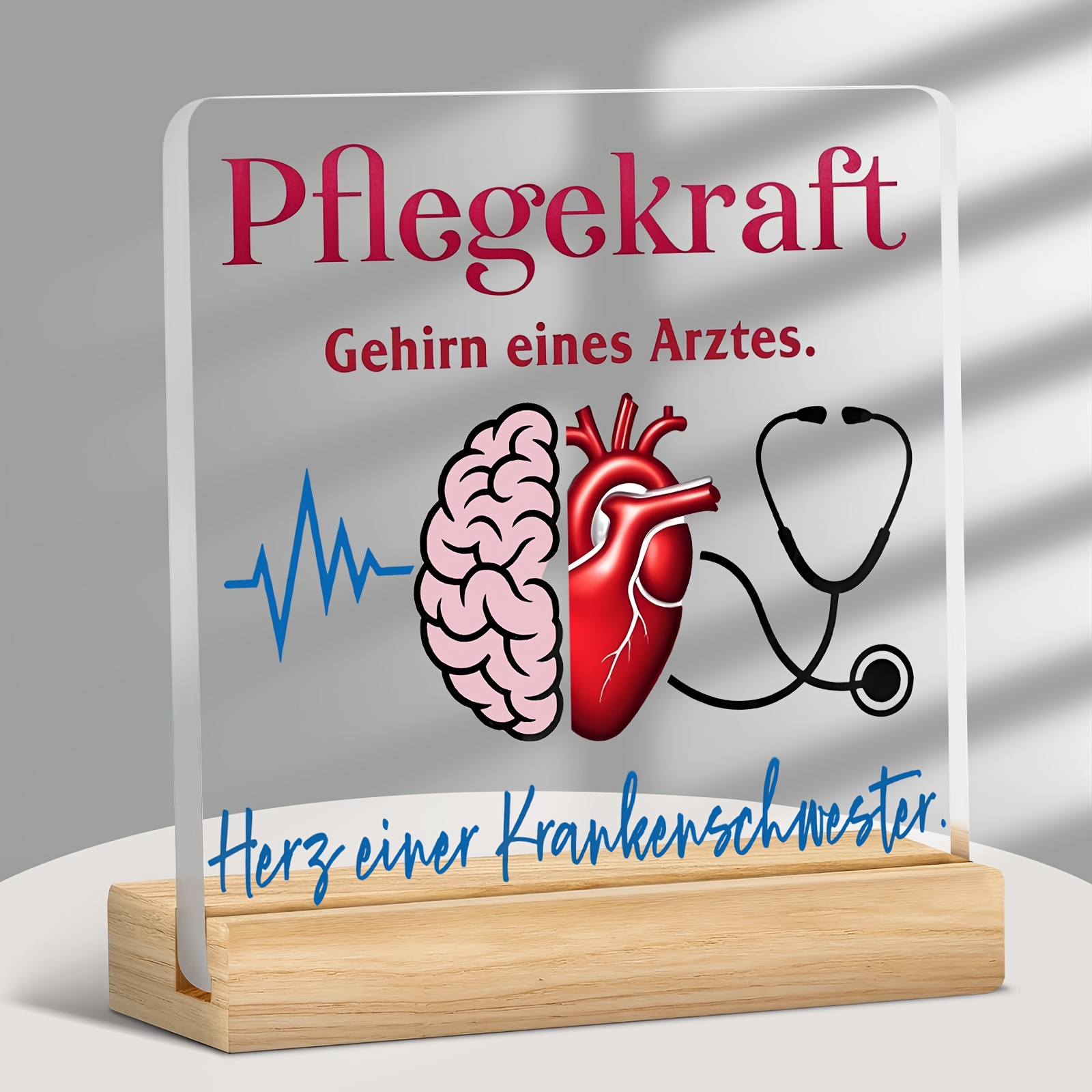 TEMU [2D Flat] [2D Flat] ., Deutschsprachiges Inspirierendes Slogan Acryl Ornament "Krankenhausmacht" Medizinisches Themen Desktop Dekoration Ist Das