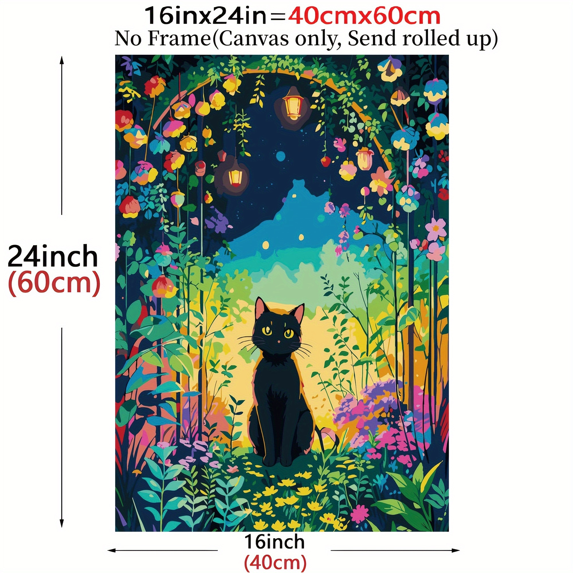 黒猫のキャンバス壁アート 抽象的な星空のポスター 庭の風景油絵 動物をテーマにした家庭やオフィスの装飾 フレームなしのキ - Temu Japan