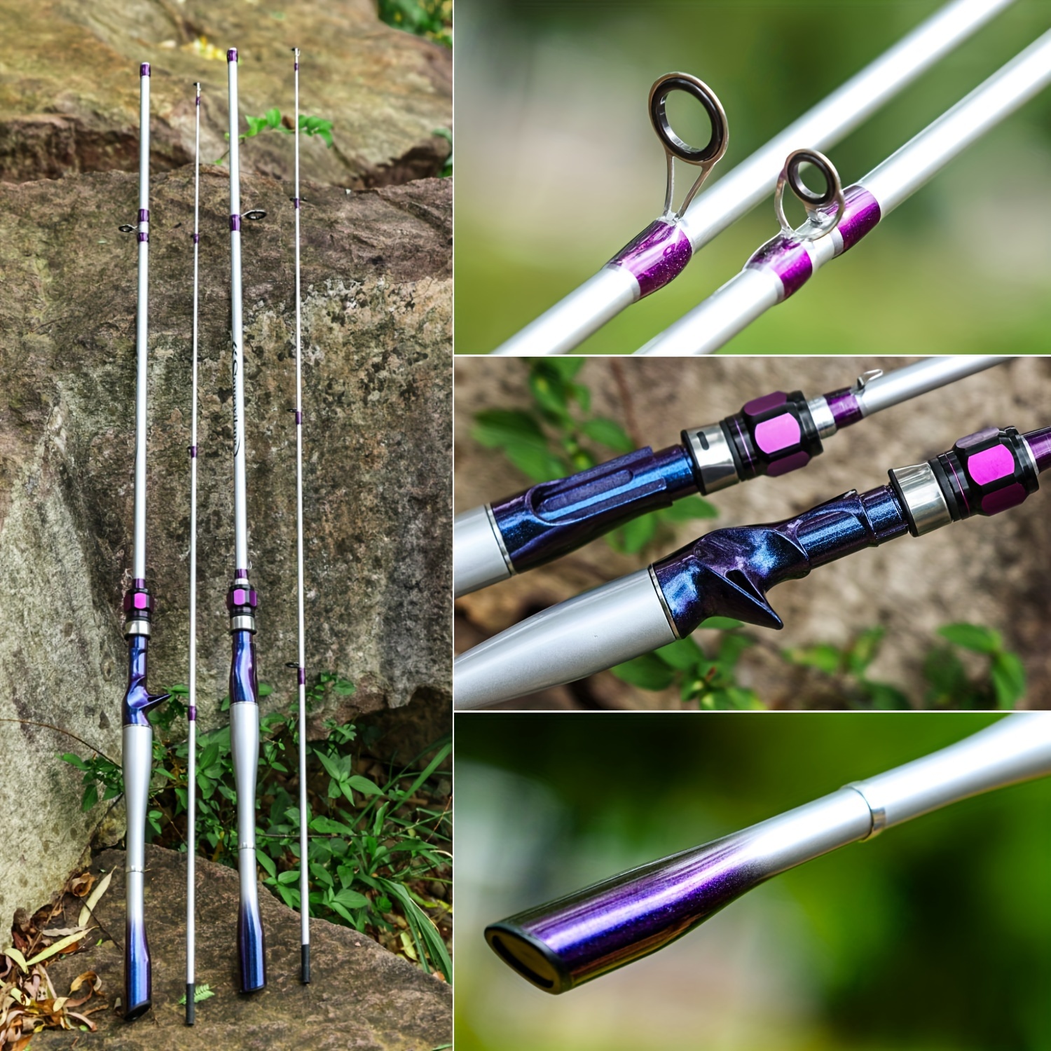 Medium Action Fishing Rod Solid Carbon Fiber Spinning Casting Rod  with Ergonomic Handle, 1/8-3/4oz Lure Weight for Freshwater Saltwater,