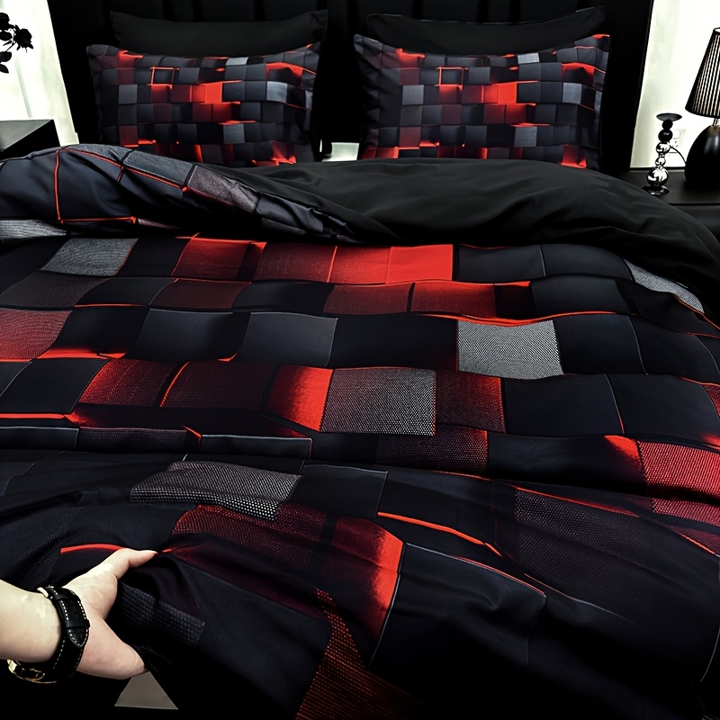 3pcs Cool Tech Digital Print Duvet Cover Set for All Seasons, Available in Red And Blue, in Four Sizes (Twin, Double, Queen, King) (1 Fitted Sheet + 1/2 Pillowcase, No Filling) 29 3pcs Cool Tech Digital Print Duvet Cover Set for All Seasons, Available in Red And Blue, in Four Sizes (Twin, Double, Queen, King) (1 Fitted Sheet + 1/2 Pillowcase, No Filling)