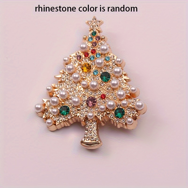 TEMU Luxurious Rhinestone Christmas Tree , French Designer , Women's Novelty Pin, For Clothing And Gifts