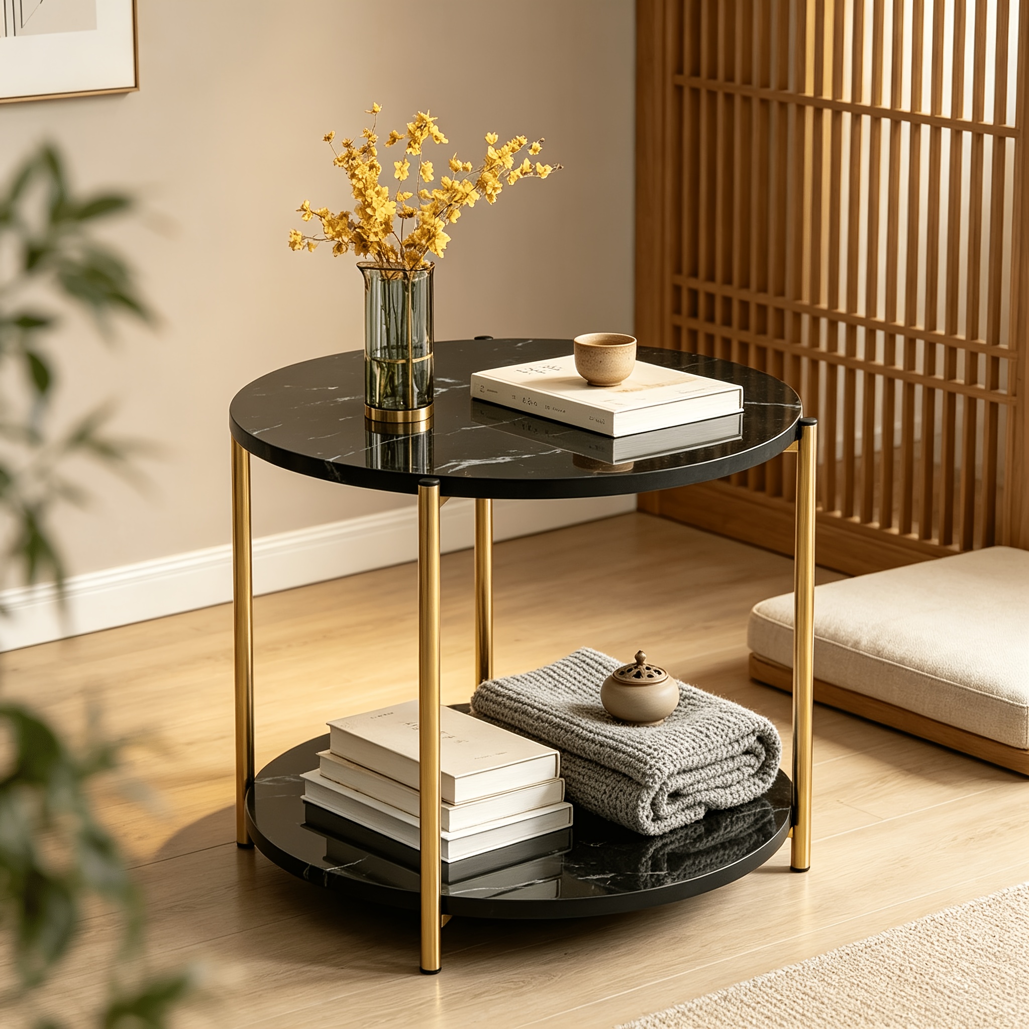 TEMU Minimalist Marble Side Coffee Table Dual Shape Options 2 Anti Scratch Stain Resistant Tabletop Stable Legs For Canadian Household Living Room