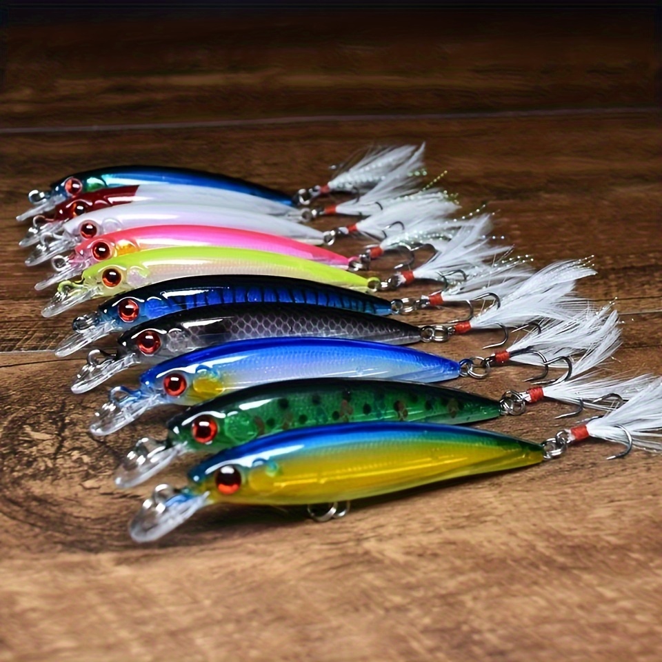 

Ensemble de 10 Leurres de Pêche Minnow de Couleurs Mélangées - Matériau ABS pour & la Pêche, Ensemble de Leurres Minnow