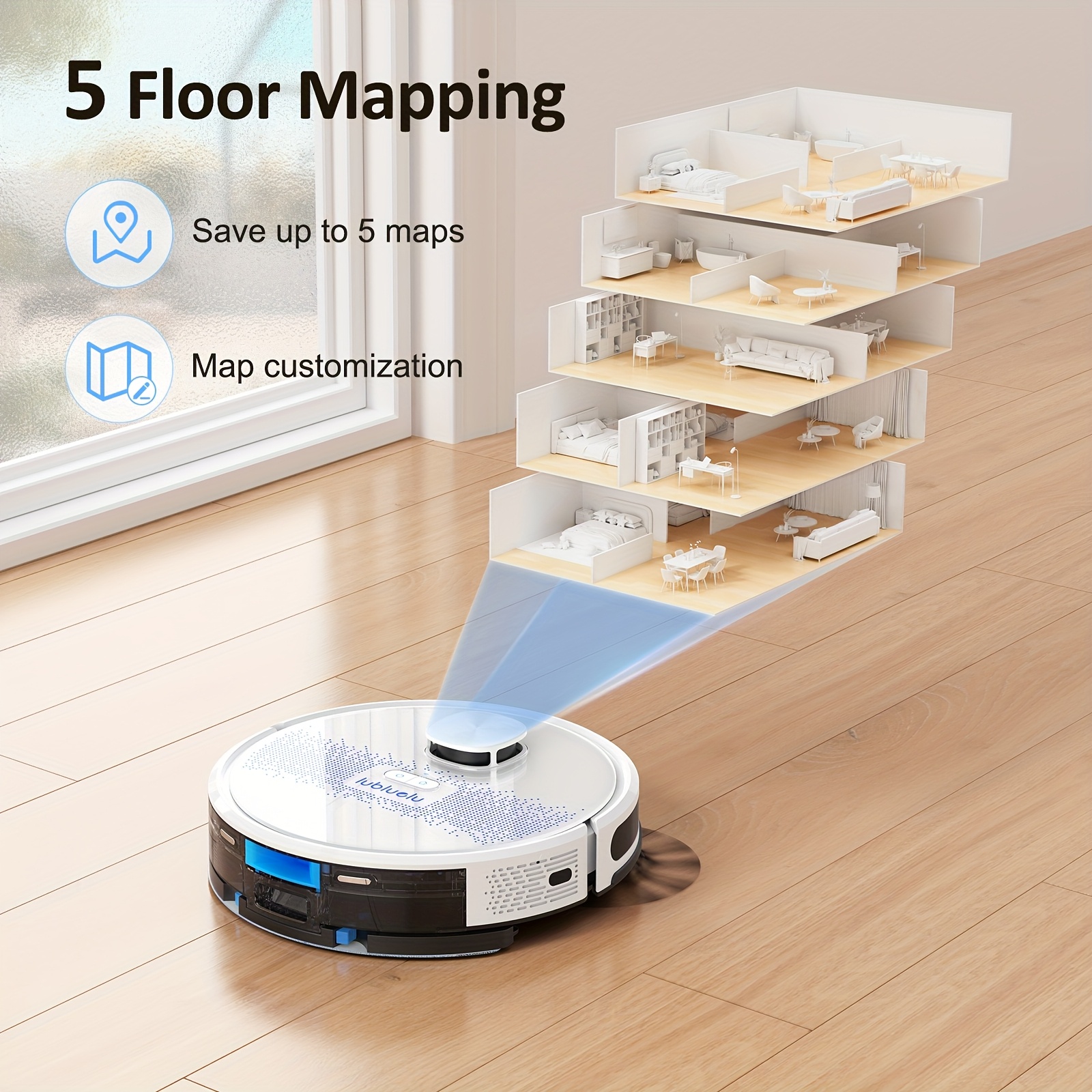 Lubluelu SL60D Robot Vacuum Cleaner And Mop Combo, Laser LiDAR Navigation Robotic Vacuum 4000Pa, 150Mins Max, 10No-Go Zones for Pet Hair Carpets Floor-Used, Robot Vacuum Cleaner, Robotic Vacuum Cleaner And Mop, Vacuum Cleaner Cordless