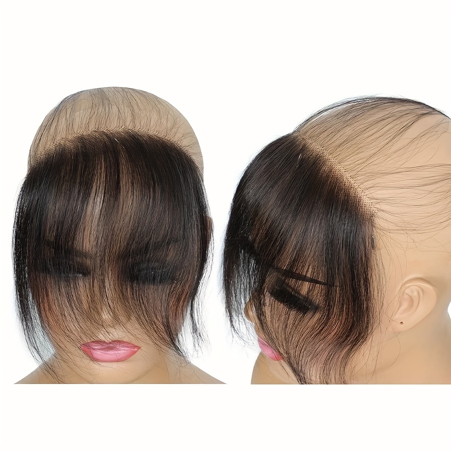 TEMU Hd Lace Hairline With Baby Hair - 6x1 Brazilian Hair Frontal Bangs, Looking Forehead Fringe For, Handmade Straight Human Hairpiece For Bald (lace Closure)