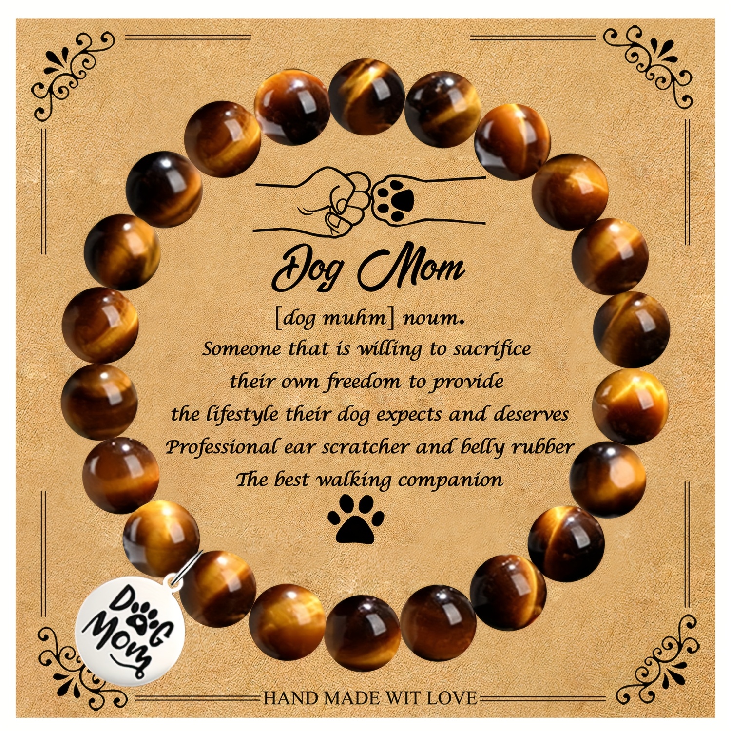 Dog Mom Bracelet with Gift Card for Valentine's Day