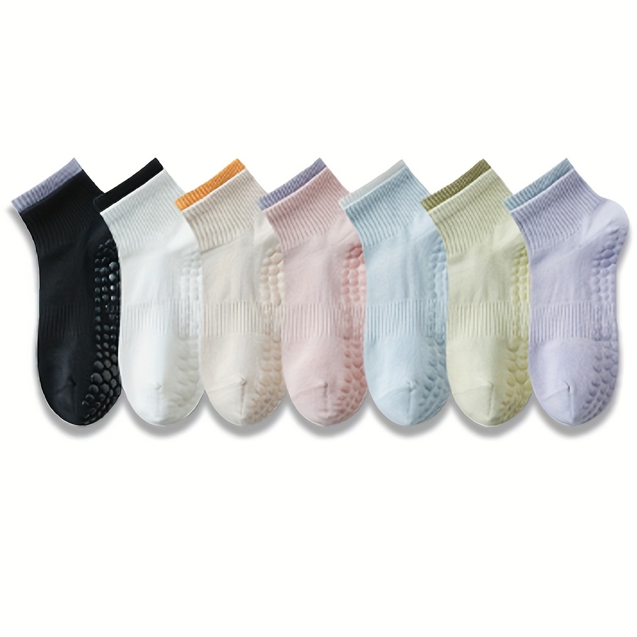 TEMU 7 Pairs Women's Yoga Socks Athletic Socks Anti-slip Silicone Sole Breathable Comfortable Floor Socks Double Yoga Socks Suitable For Daily Use