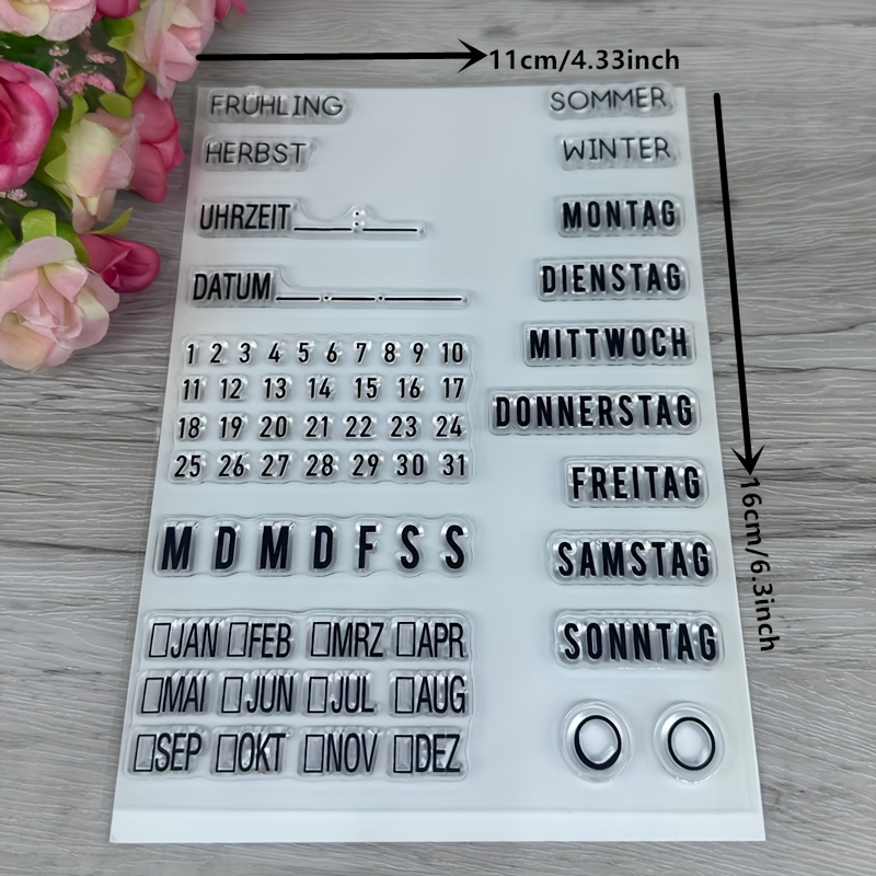 Diy Transparent German Calendar Decoration Material Pattern Stamp Card Making Artwork Transparent Color Transparent Seal Clear Pattern Stamp Diy /card Making//reusable