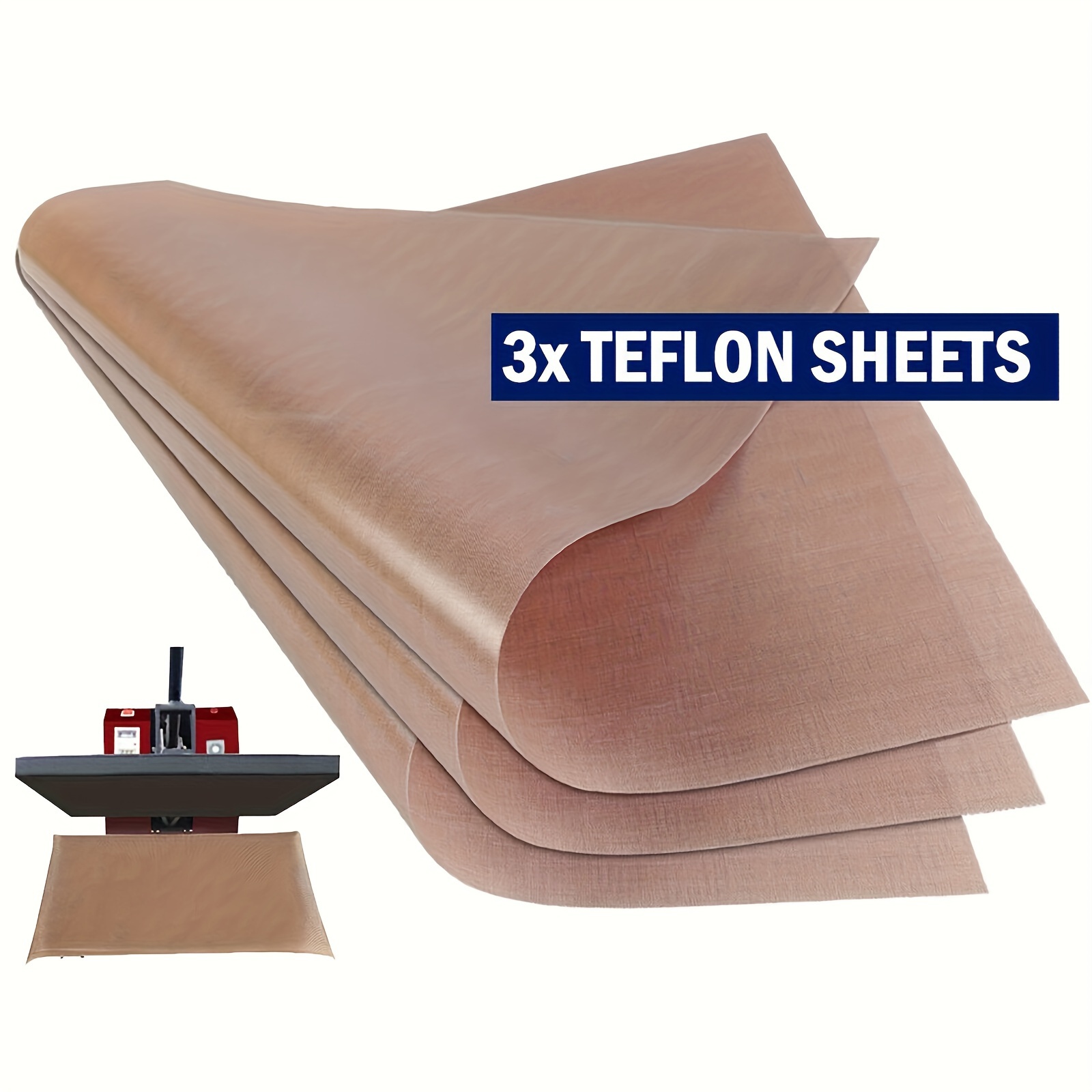 

Lot de 3 feuilles de téflon PTFE, 12 x 16 pouces, matériau en fibre de verre antiadhésif, aux hautes températures, film de transfert à chaud réutilisable pour revêtement de casserole de cuisson