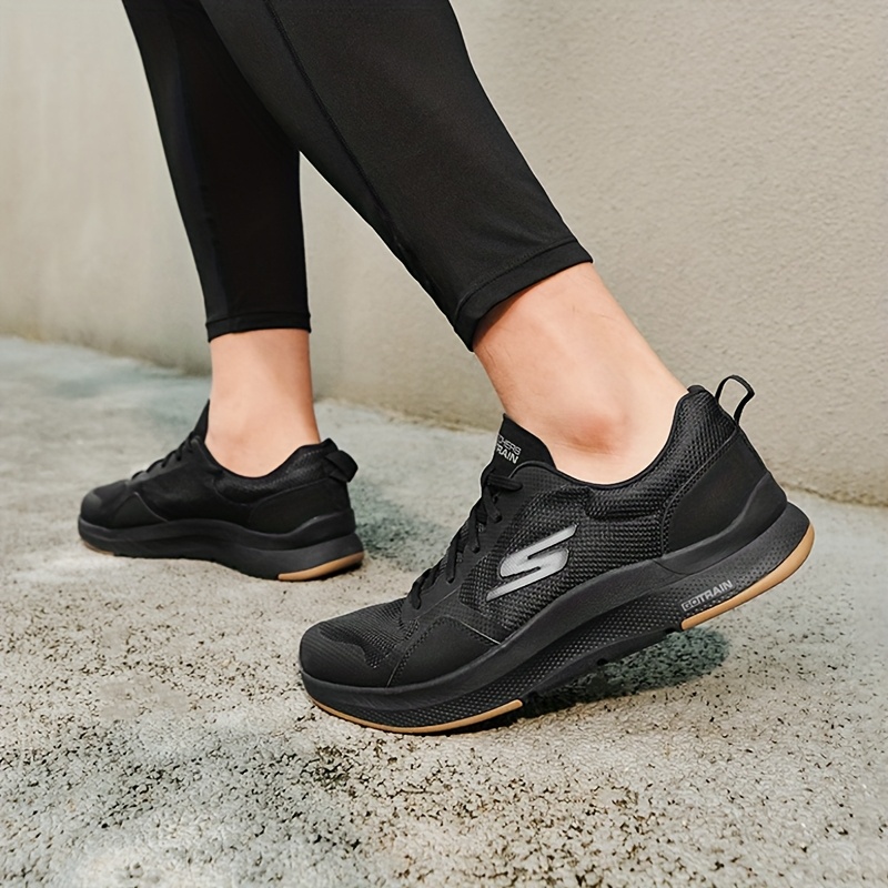 Skechers Men'S Running Shoes Black Mesh Breathable Sports Shoes Fashionable Lightweight Anti-Slip Casual Shoes Net 220161-BB