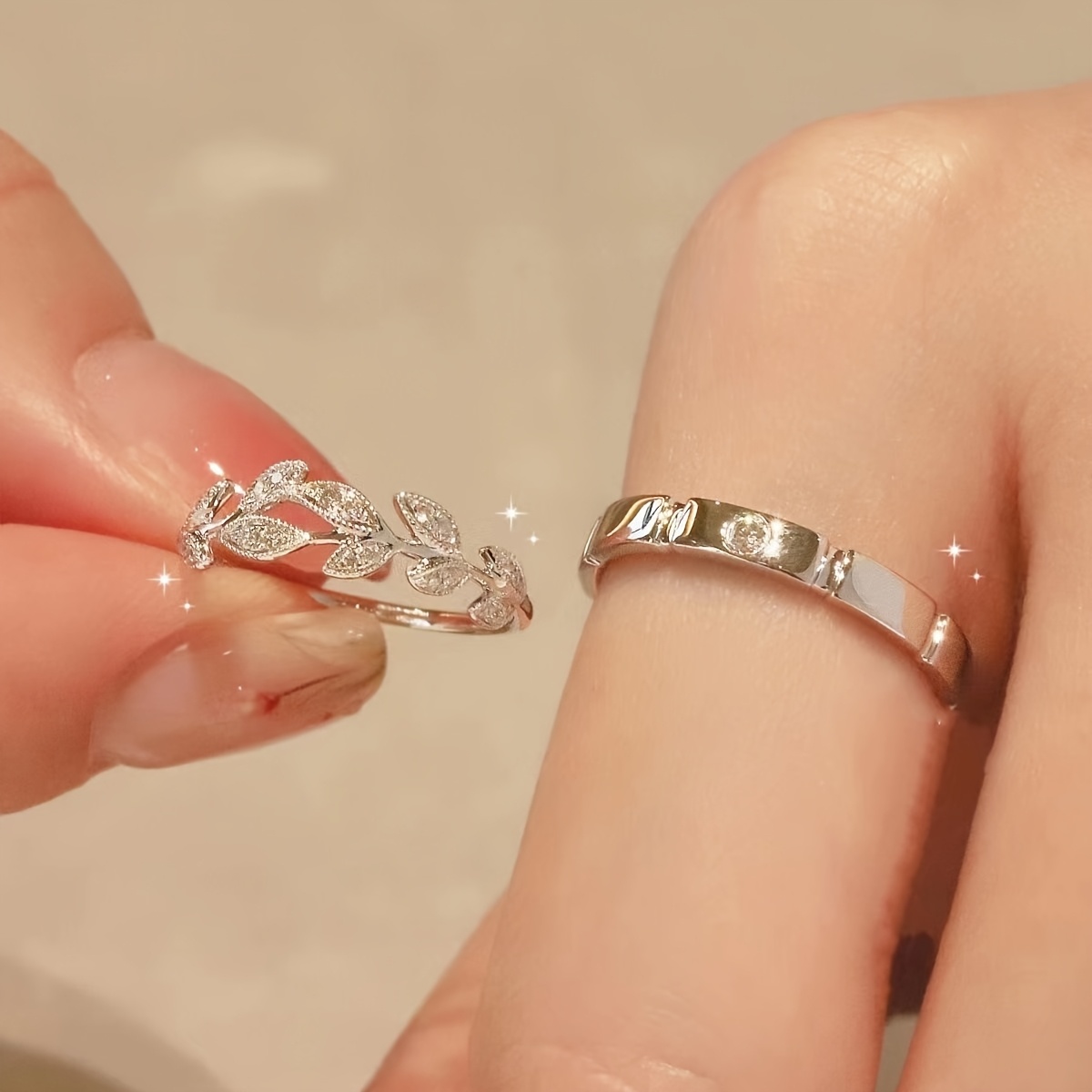 TEMU Fashionable Adjustable Couple Rings, High-quality Engagement Rings