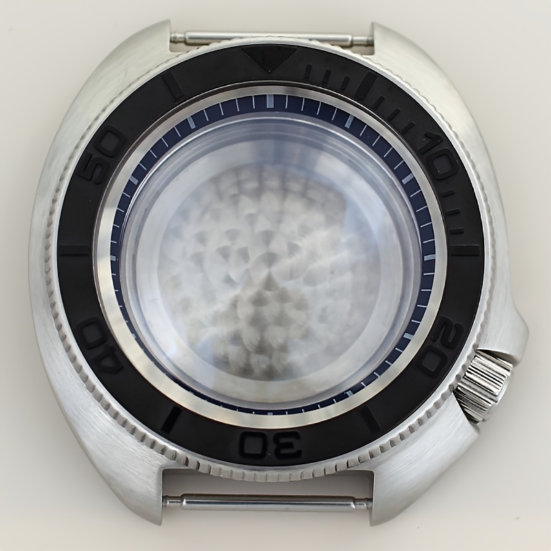 TEMU 44.3mm Diving Watch Case Mod Turtle Sapphire Glass For Nh38 Automatic Movement 28.5mm Dial Skx6105 Mod
