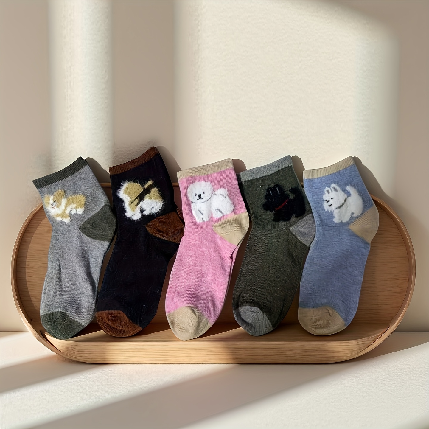 TEMU 5 di Calzini da Donna con Motivo a Cane Cartone Animato per e Inverno, Spessi per il Calore e il , Come Regali per le Feste, Adorabili, Eleganti