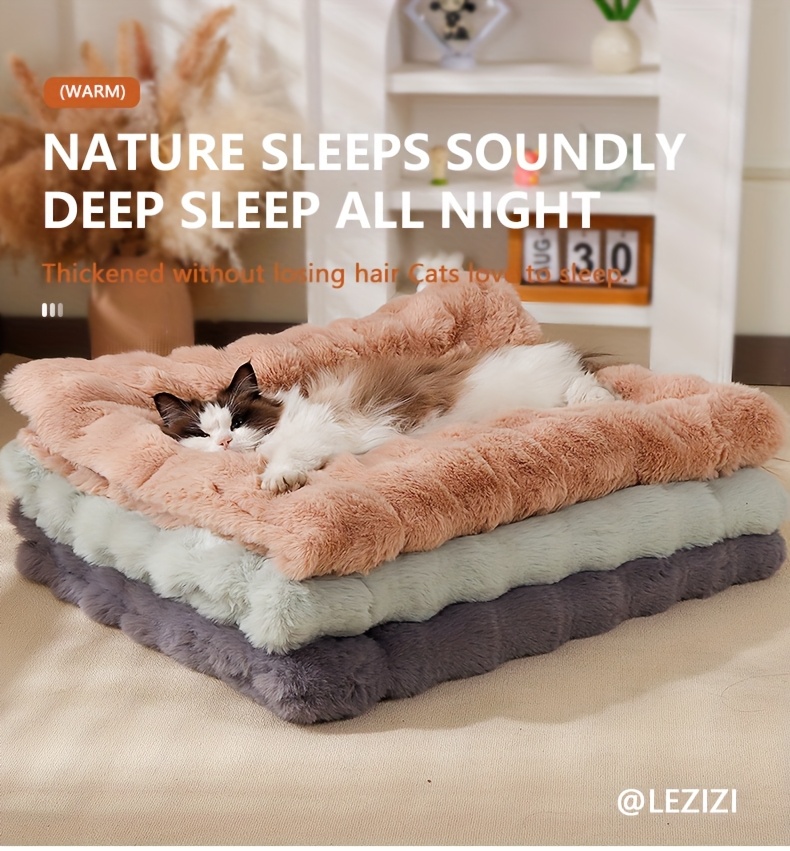 luxurious plush pet bed for dogs cats soft warm     rectangular polyester blanket in assorted colors ideal for small to large breeds Product details 0