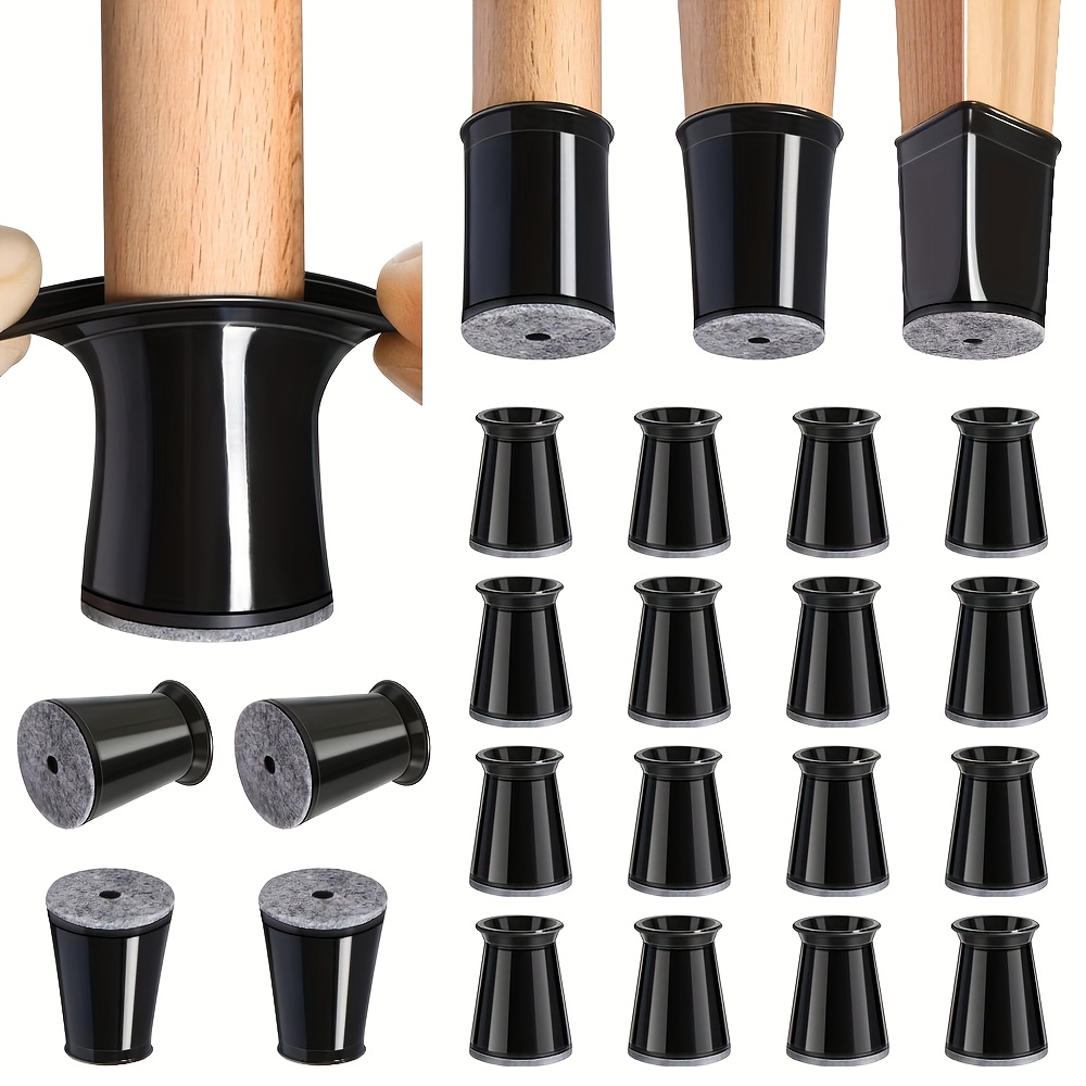 item picture 24pcs Black Polished Mini Furniture Leg Covers with Screws - Durable Rubber Protects Chair And Table Legs, Easy to Install, Prevents Scratches And Holes, Furniture Protection/Smooth Furniture Appearance