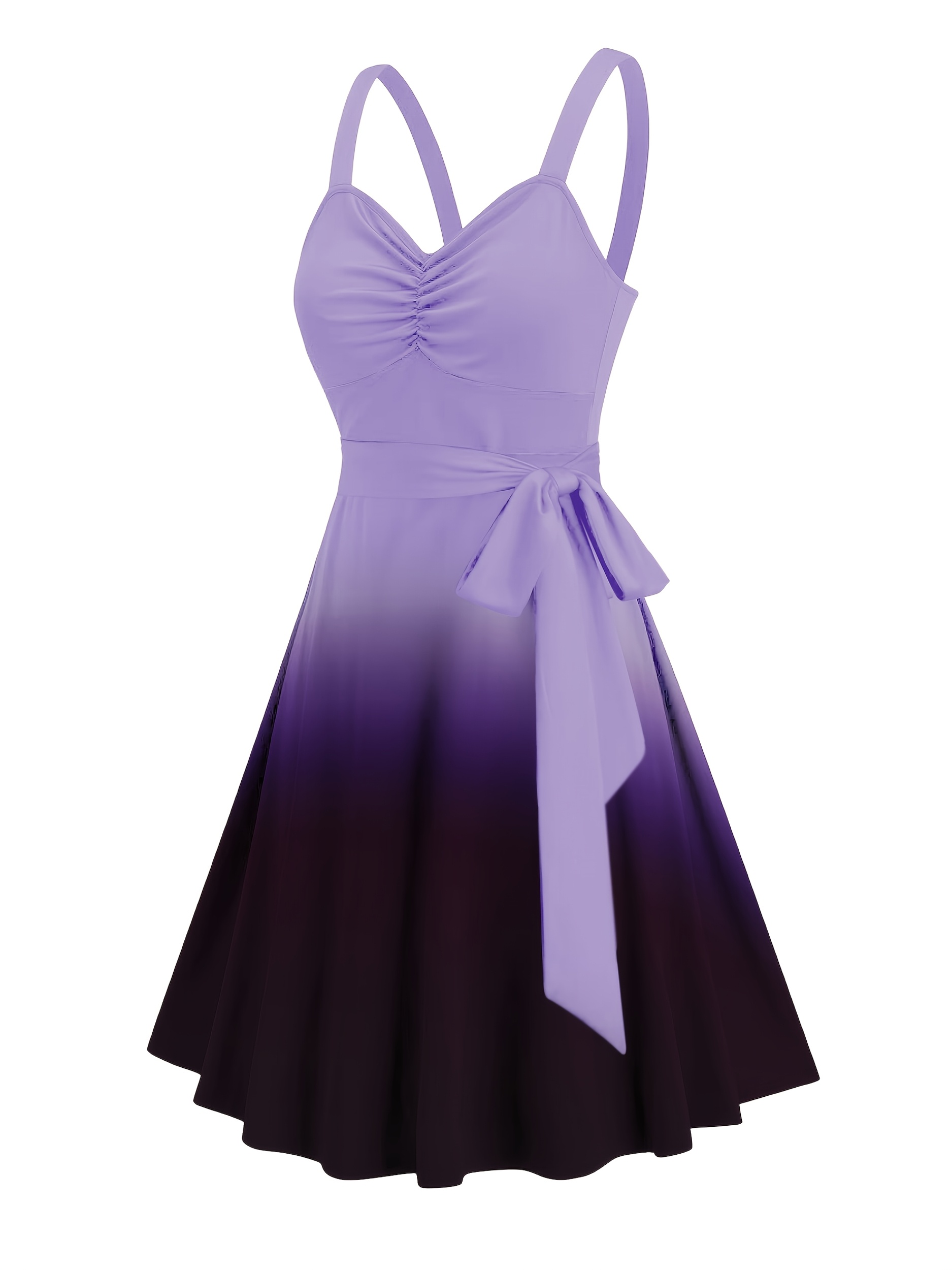 elegant gradient blue a line mini dress ruched bust belted - Temu Canada
