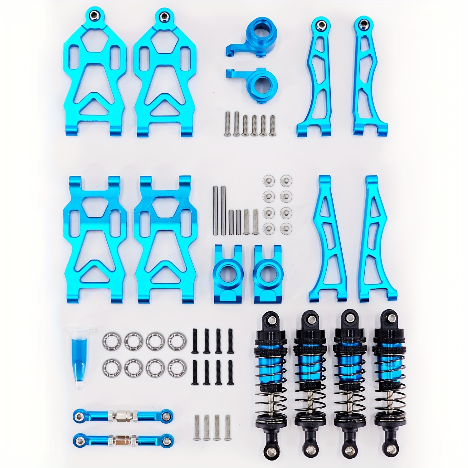 TEMU Aluminum Alloy Metal Replacement Set Suspension Arms,wheel Seat,steering Cups,hydraulic Upgrade Metal Parts Accessories For Scy Rc Car 16101