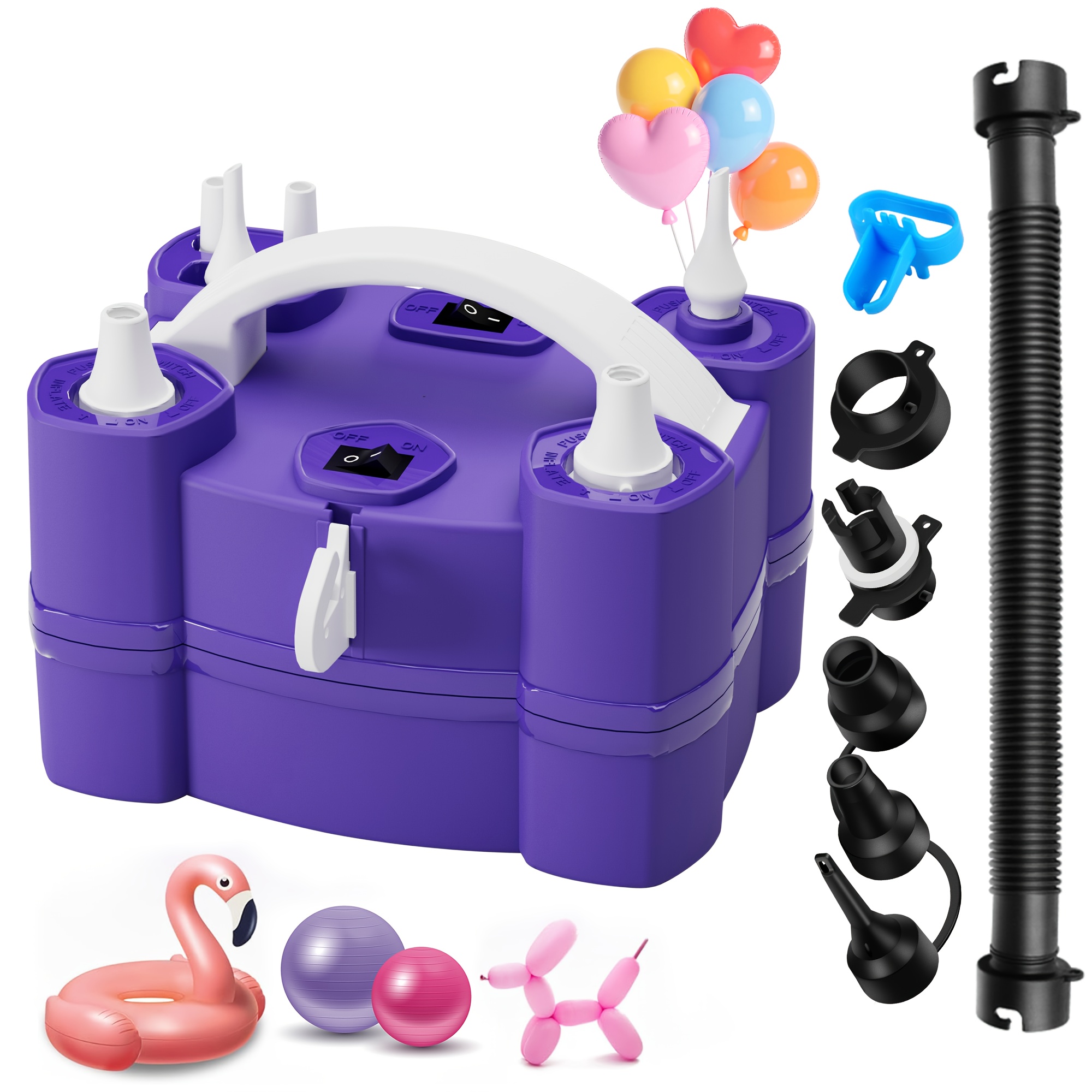balloon pump 3 in 1 electric air pump for all balloons inflatables triple inflating ports for latex 260q foil mylar balloon inflation quick fill inflator deflator for pool floats air beds without battery