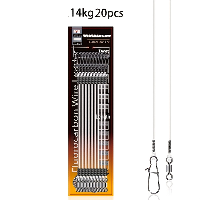 Image of 10/20pcs Pike Fluorocarbon Leader Line, 9-36kg Clear Carbon Fiber Leader With Swivel Snap, Invisible Abrasion-resistant Fishing Leader Rig For Saltwater & Freshwater
