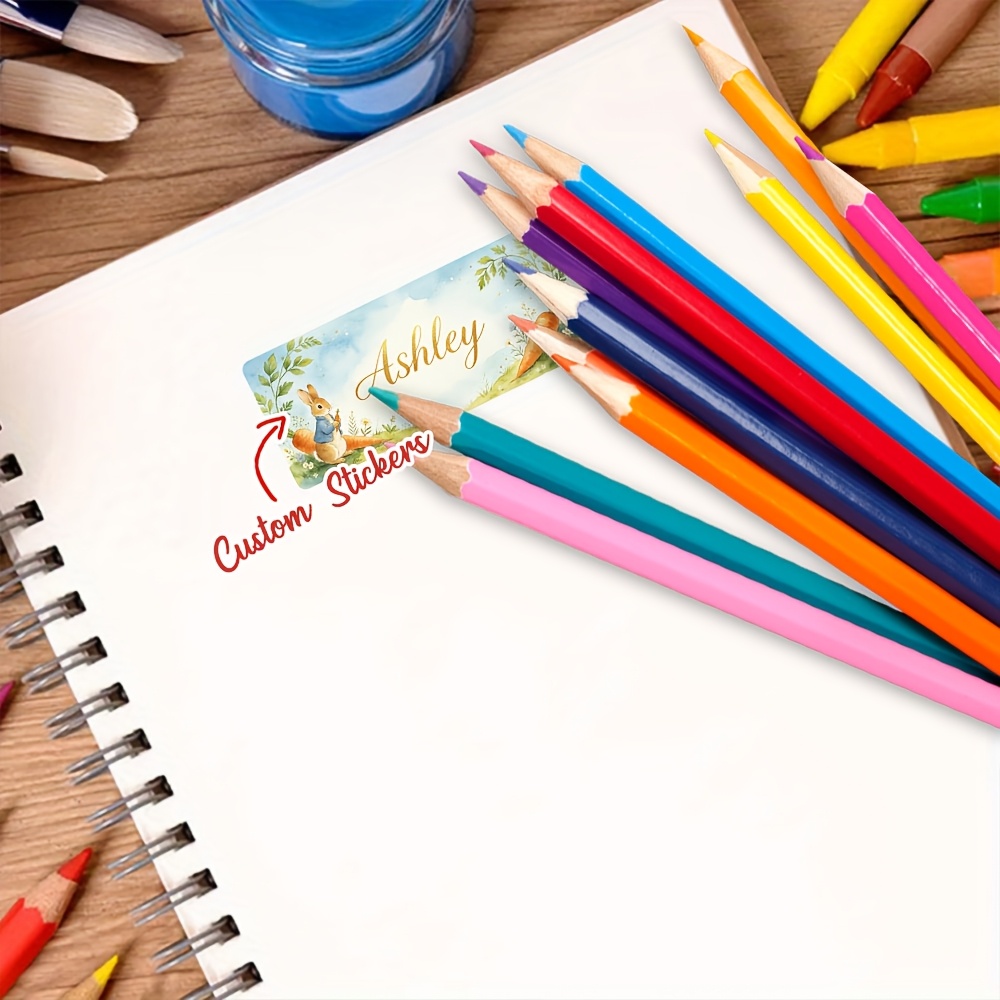 45/90pcs Cartoon Squirrel Custom Name Stickers for Back-to-School