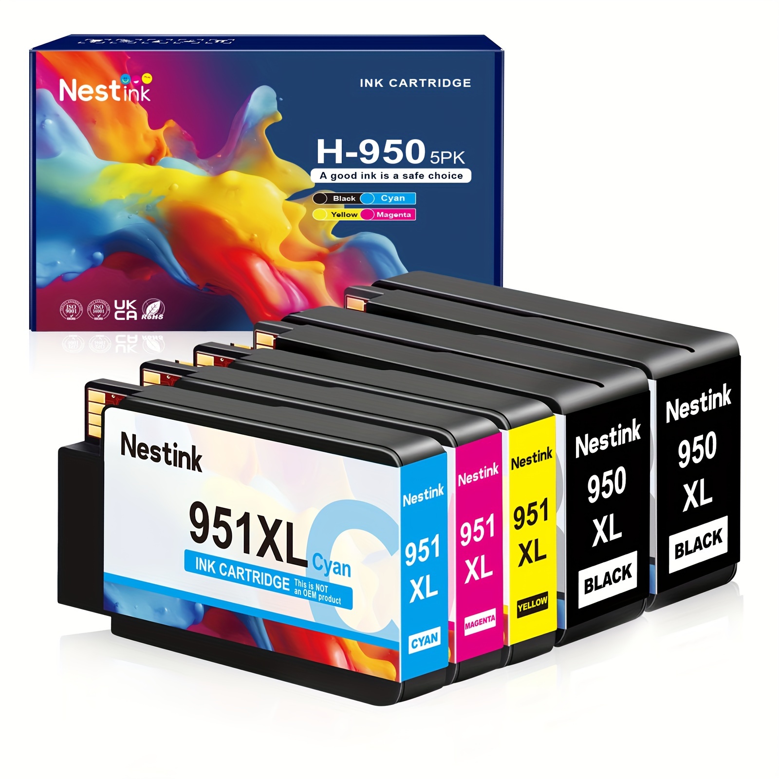 

950xl Compatible For 950 Xl 951 Xl Ink Replacement For Pro 8600 8610 8620 8100 8630 8660 8640 8615 76dw 251dw (2 , 1 , 1 , 1 )